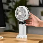 Mini Handheld Fan Portable Foldable USB Fans with Smart Led Digital Display Quiet Small Desk Fan with Speed Settings Personal Rechargeable Hanging Fan For Office Outdoor Sport Home Traveling